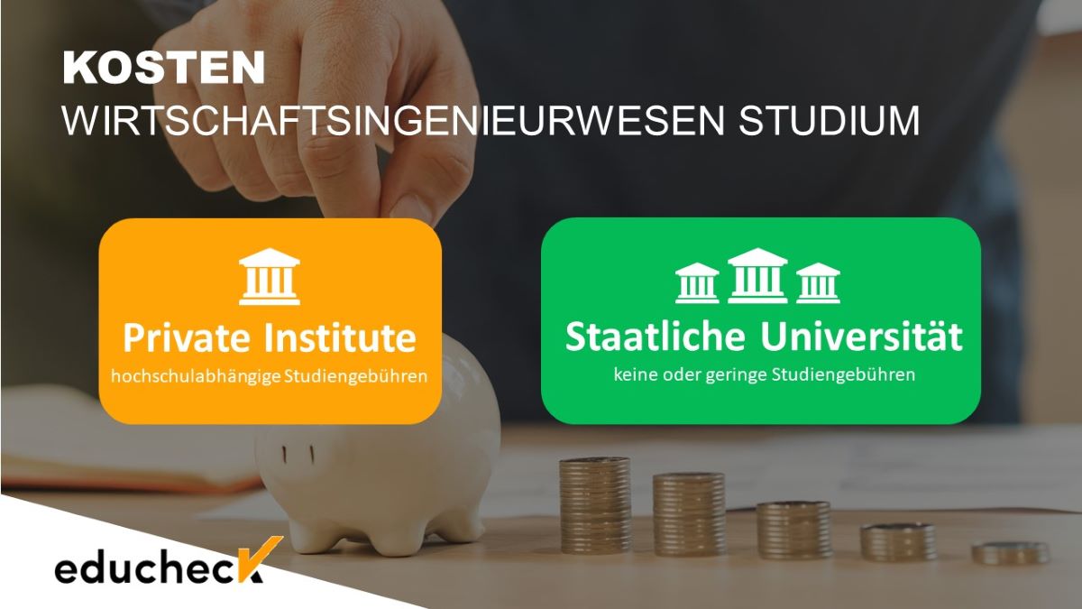 Die Kosten für ein Wirtschaftsingenieurwesen Studium an privaten oder staatlichen Hochschulen